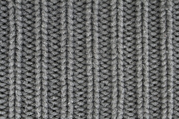 texture of woolen gray threads close up