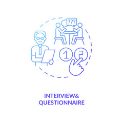 Interview and questonnaire concept icon. Ananlysis of information from customers idea thin line illustration. Qualitative research method. Vector isolated outline RGB color drawing