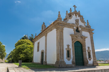Fototapeta na wymiar Exterior view at the Nossa Senhora da Lapa church, Chapel of Our Lady of Lapa, on Chaves city