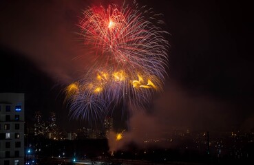 Fireworks over the town.   