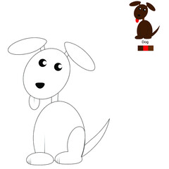 Coloring . Dog. For children from 2 years old. Children's development. brown, red.