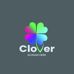 Luxury logo clover leaf with modern gradient color.