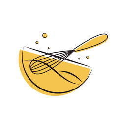 Bakery logo design. Bakery sign vector. Whisk logo design.