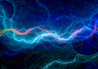 Blue electrical background, cool fractal abstract