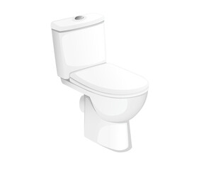 White ceramic toilet bowl with closed lid realistic vector illustration