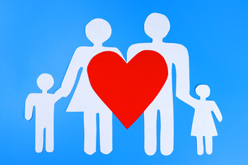 Paper family and heart. Love and family concept