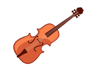 Obraz premium Classical wooden violin musical instrument flat vector illustration on white background