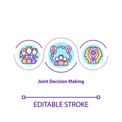 Joint decision making concept icon. Collegiality idea thin line illustration. Management of executive person. Work organization. Vector isolated outline RGB color drawing. Editable stroke