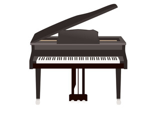 Black and white piano keys with abstract flowing flat vector illustration