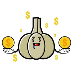 cute garlic cartoon mascot character funny expression