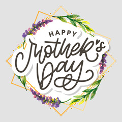 Naklejka na ściany i meble Elegant greeting card design with stylish text Mother s Day on colorful flowers decorated background.