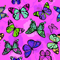 Fototapeta na wymiar Tender abstract hand drawn butterfly pattern. Seamless print for textile, kids fashion wear, wrapping paper. Abstract decorative flat butterfly vector illustration 