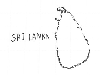 Hand Drawn of Sri Lanka 3D Map on White Background. - obrazy, fototapety, plakaty