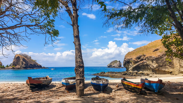 Koka Beach - Boats parked on the shore of an idyllic beach