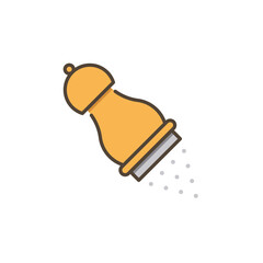 Pepper shaker icon, color, line, outline vector sign, linear style pictogram isolated on white. Symbol, logo illustration