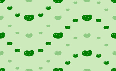Seamless pattern of large and small green potatoes symbols. The elements are arranged in a wavy. Vector illustration on light green background