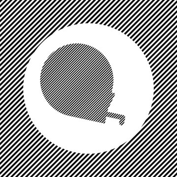 A large tape measure symbol in the center as a hatch of black lines on a white circle. Interlaced effect. Seamless pattern with striped black and white diagonal slanted lines