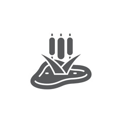 Pond with reeds icon, color, line, outline vector sign, linear style pictogram isolated on white. Symbol, logo illustration