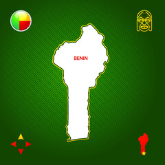 Simple outline map of Benin with National Symbols