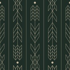Seamless linear pattern, rice ear, oat or grass shapes, vector illustration
