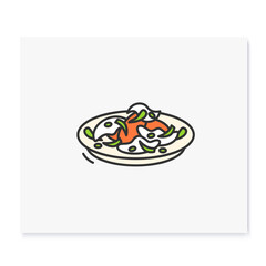 Bulgogi color icon. Traditional korean fried beef. Asian food of beef marinated and grilled with rich meaty taste. Korean cuisine concept. Isolated vector illustration