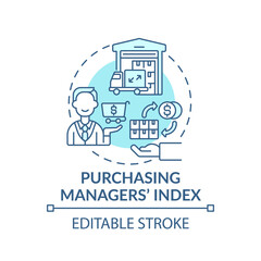 Purchasing manager index concept icon. Prevailing direction of economic trends idea thin line illustration. Market conditions. Vector isolated outline RGB color drawing. Editable stroke