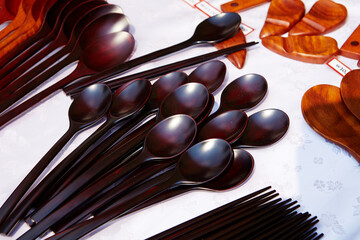 Wooden spoon chopsticks traditional tableware