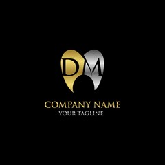 letter dm logo design gold