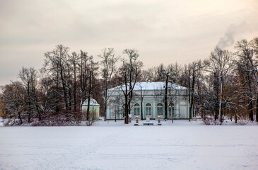 Pavilion Hall on the island. Catherine Park. Tsarskoe Selo. Pushkin. St. Petersburg. Russia