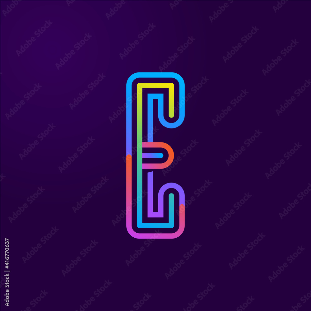 Wall mural neon light e letter line logo.