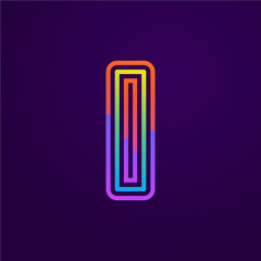 Neon light number zero line logo.
