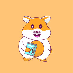 Cute hamster eating sun flower seed, perfect for merchandise which is print for t shirt, book, hoodie etc
