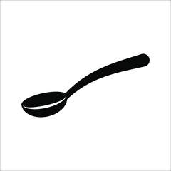 Silhouette of a metal spoon icon on white background. color editable