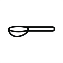 Silhouette of a metal spoon icon on white background. color editable