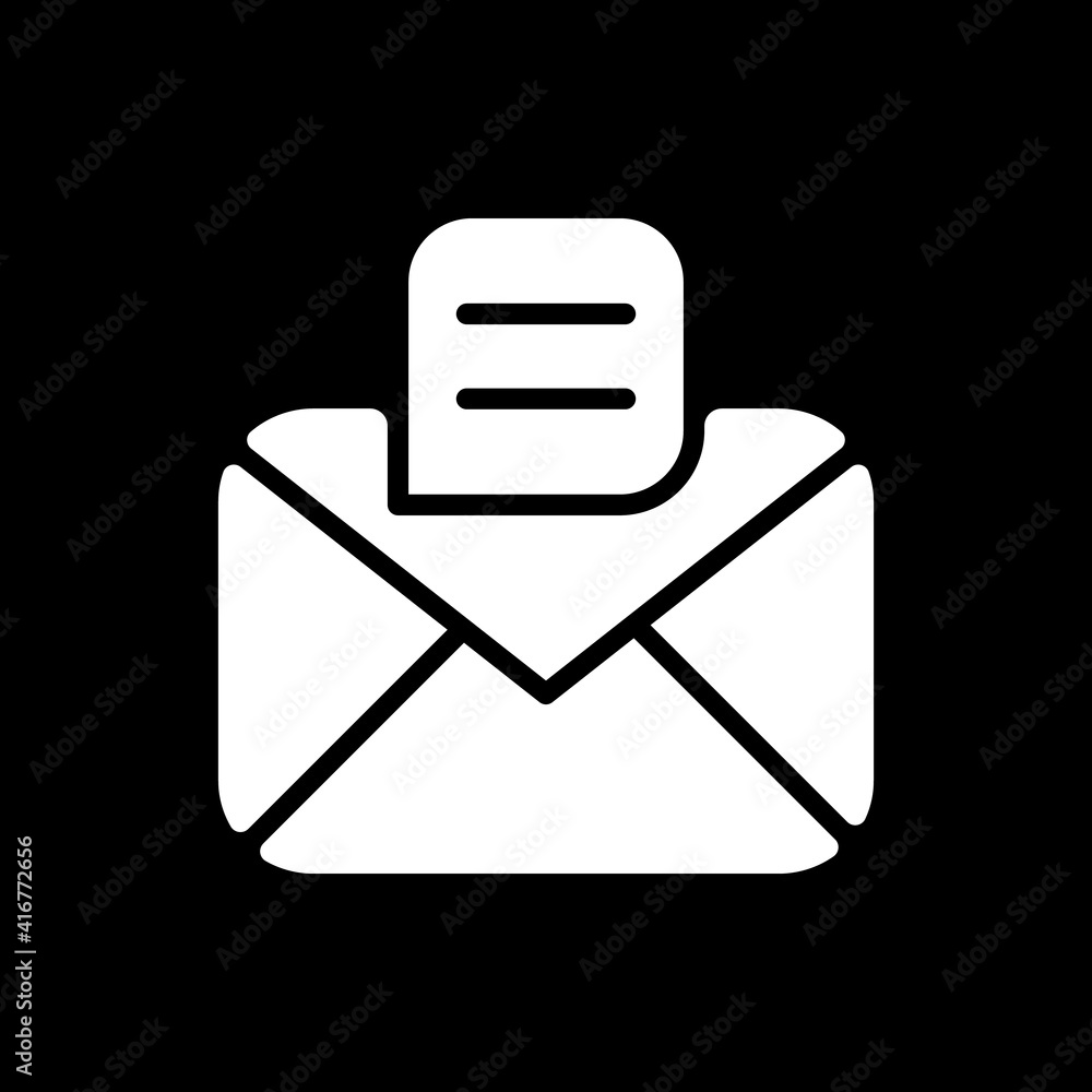 Poster message app dark mode glyph icon. texting and chat application. messenger conversations. receive e-m
