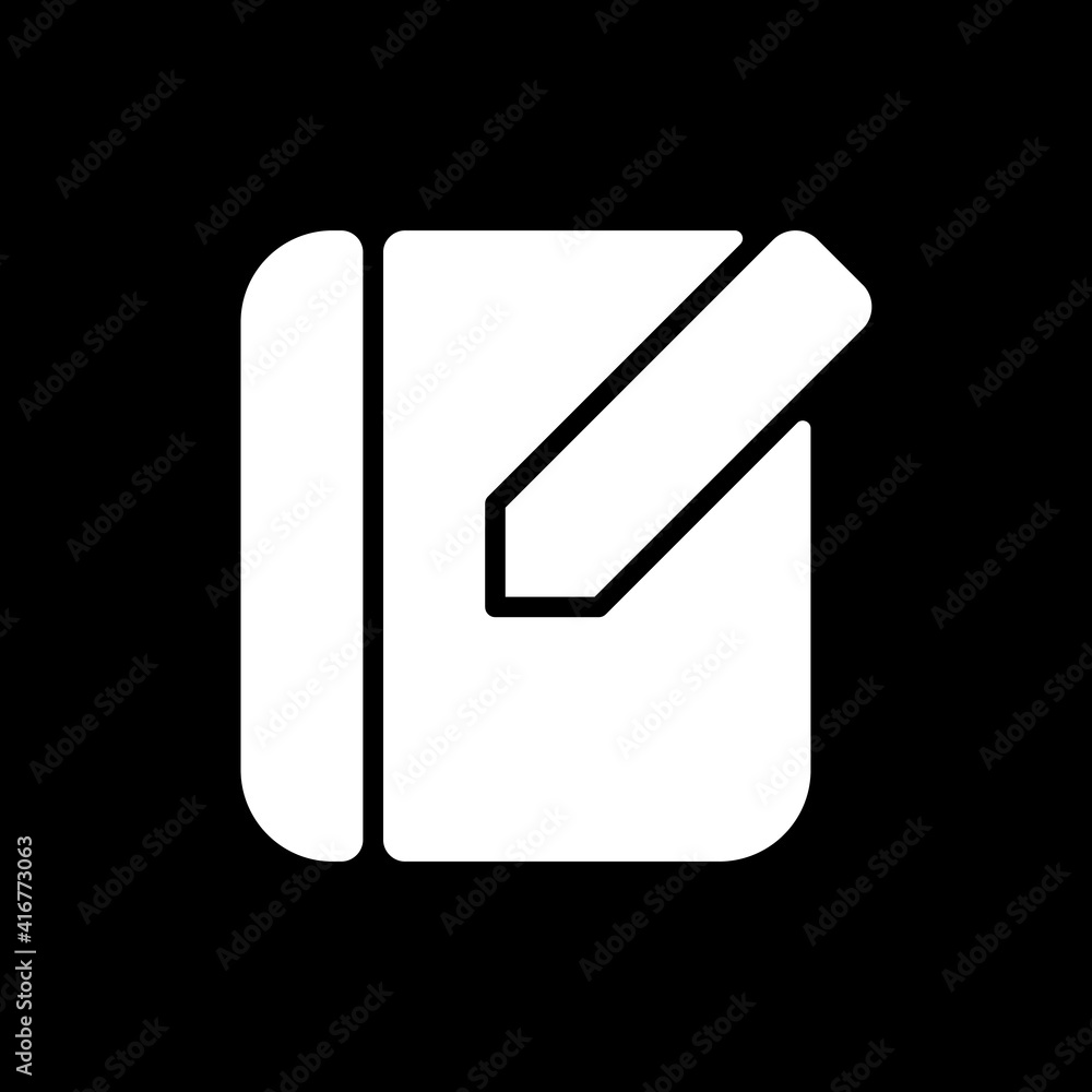Poster notebook app dark mode glyph icon. taking text notes. adding images, tasks on checklists. smartphone