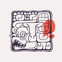 Aztec style letter T initial.