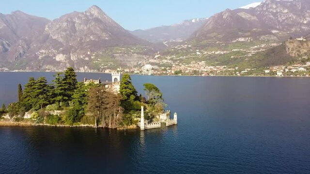 Flying around Loreto Island, Iseo Lake