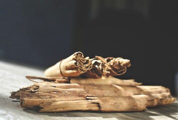 cinnamon stick on wooden table
