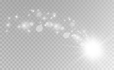 Beautiful sparks shine with special light. Vector sparkles on a transparent background. Christmas abstract pattern. A beautiful illustration for the postcard. The background for the image. Luminaries.