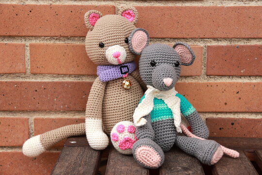 Gato y rat&oacute;n de crochet amigurumi