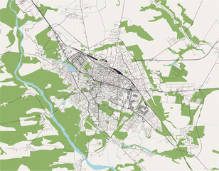map of the city of Craiova, Romania