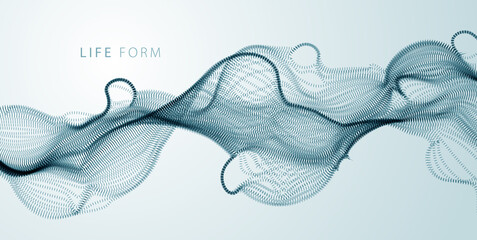 Microscopic biological mutation virus, abstract vector particles shape, nano medical technology, microbiology science fiction theme illustration.