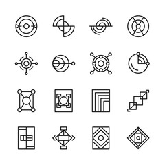 abstract geometric shape outline icons set, editable stroke