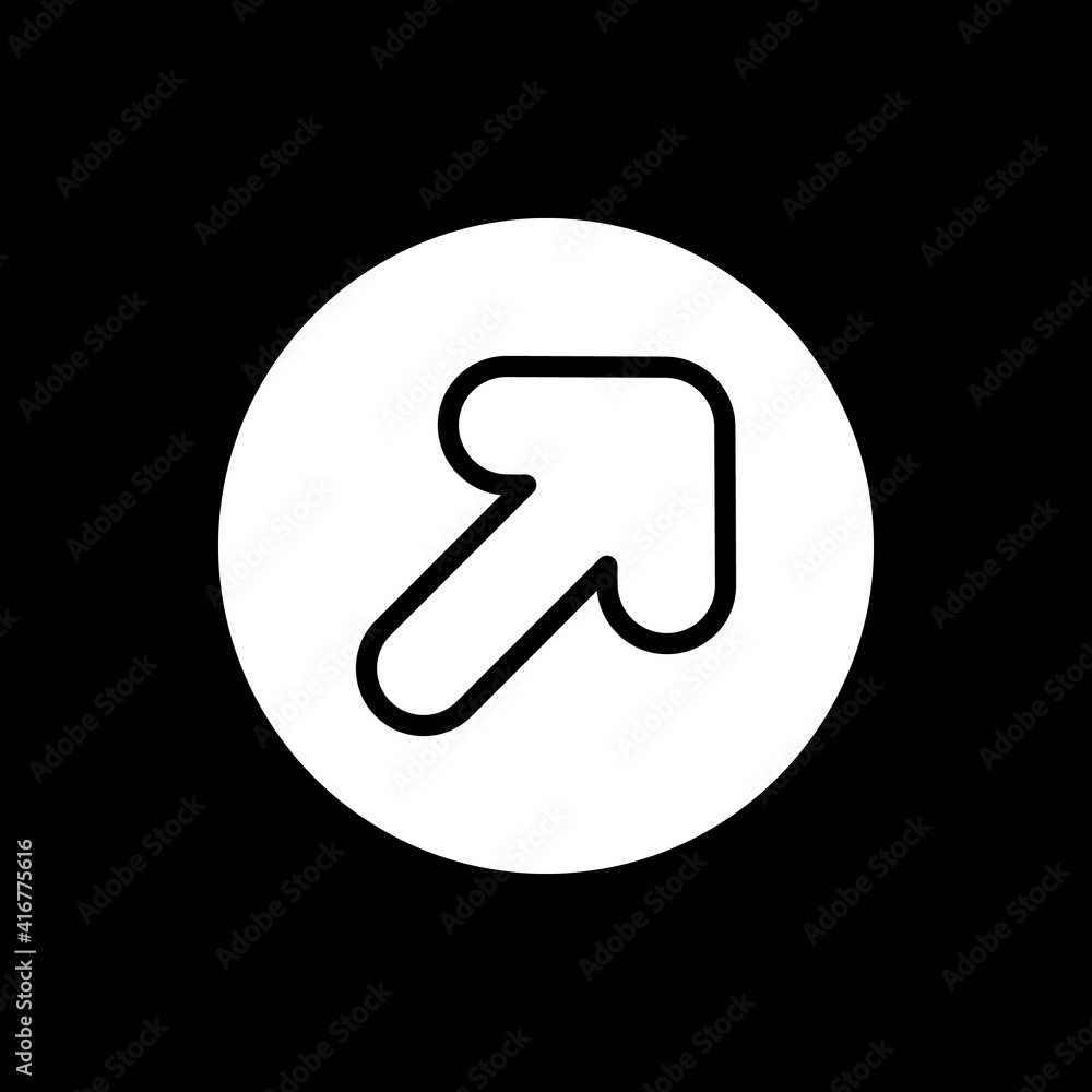Poster arrow dark mode glyph icon. showing path for user. direction traffic sign. phone screen menu element