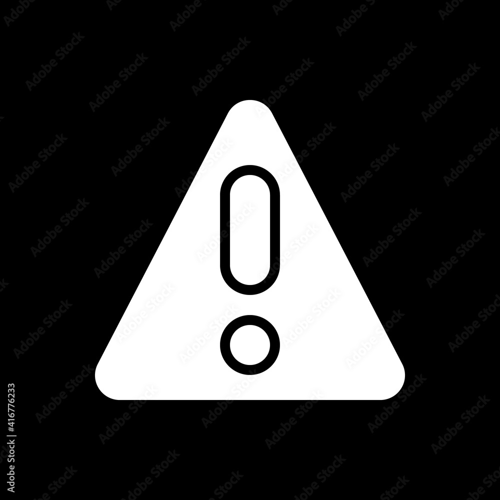 Aufkleber warning dark mode glyph icon. emergency message for user. danger notification. phone screen menu ele