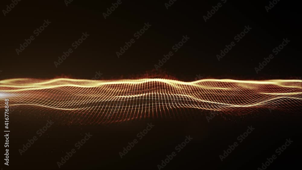 Poster abstract technology waving field fx with lens background loop/ 4k animation of an abstract fractal b