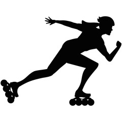 female athlete practicing skate sport silhouette vector illustration design