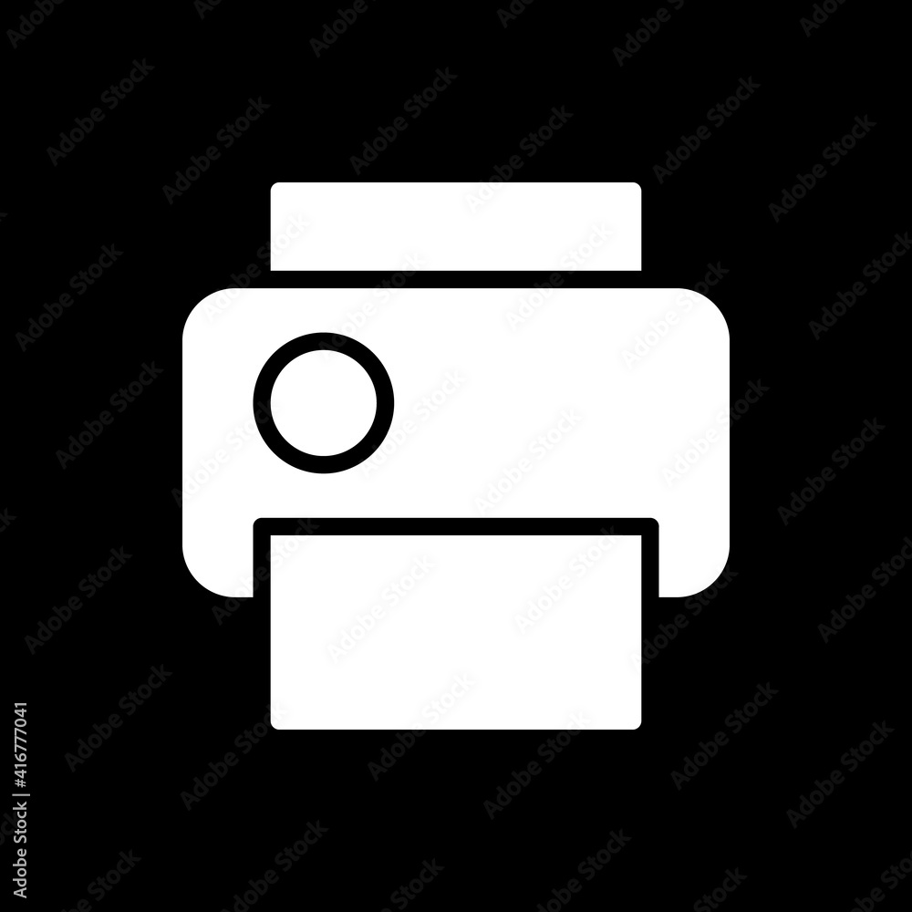 Poster print dark mode glyph icon. making copies of documents. duplicating text files. phone screen menu el