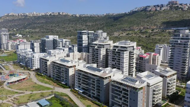 Aerial view of Haifa Neot Peres new neighborhood buildings.